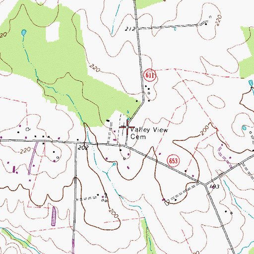 Topographic Map of Valley View Cemetery, VA