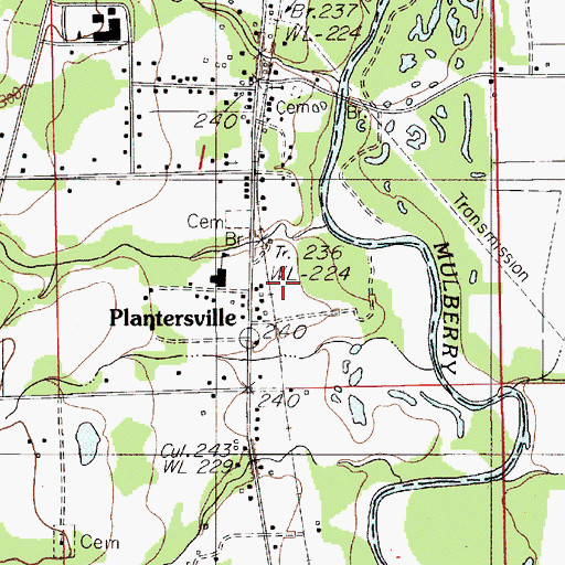 Topographic Map of Pine Flat School, AL