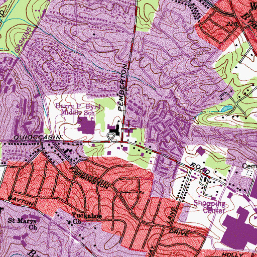 Topographic Map of Van Darvall School, VA