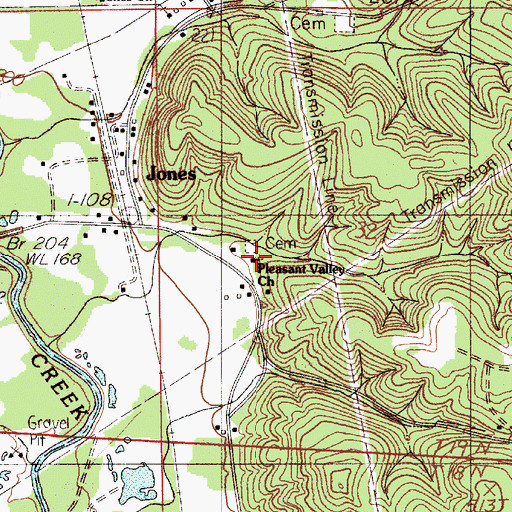 Topographic Map of Pleasant Valley Church, AL