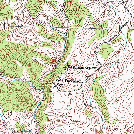 Topographic Map of Vanhuss Grove Church, VA