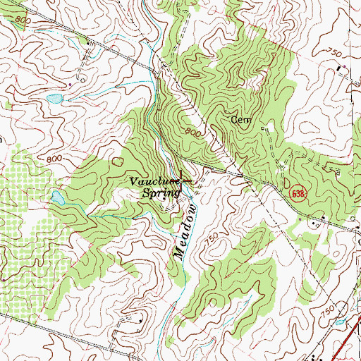 Topographic Map of Vaucluse Spring, VA