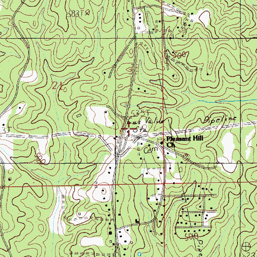 Topographic Map of Pleasant Hill Cemetery, AL