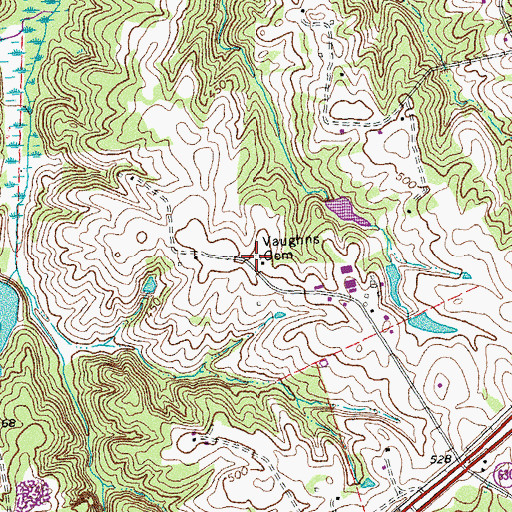 Topographic Map of Vaughns Cemetery, VA