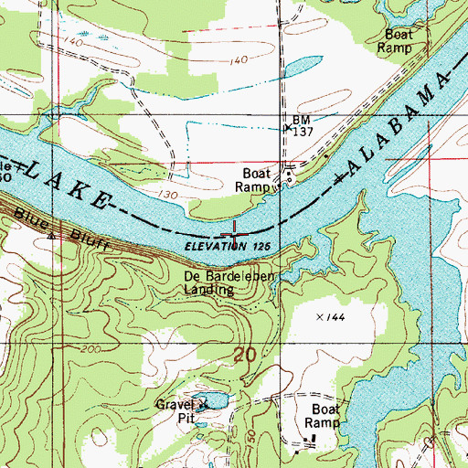 Topographic Map of Powells Ferry (historical), AL
