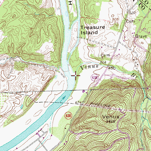 Topographic Map of Venus Branch, VA