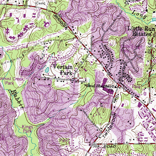 Topographic Map of Vertain Park, VA