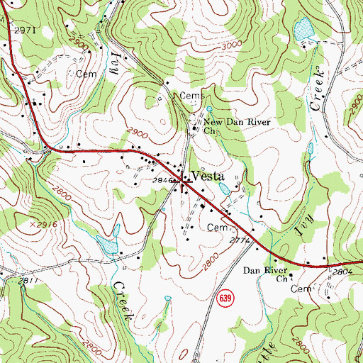 Topographic Map of Vesta, VA