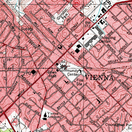 Topographic Map of Vienna Elementary School, VA