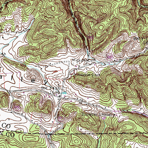 Topographic Map of Vineyard Cemetery, VA