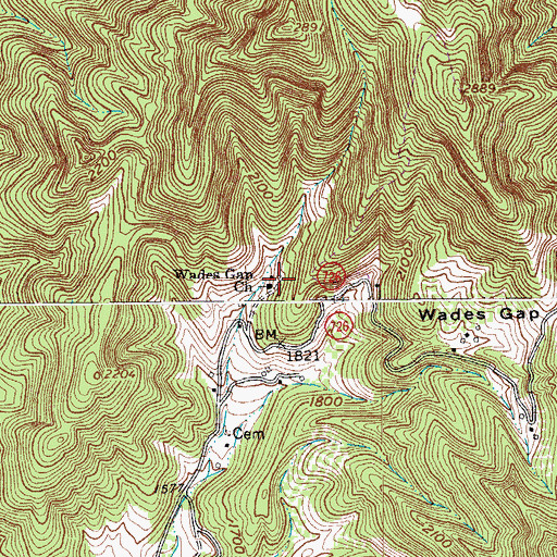 Topographic Map of Wades Gap Church, VA