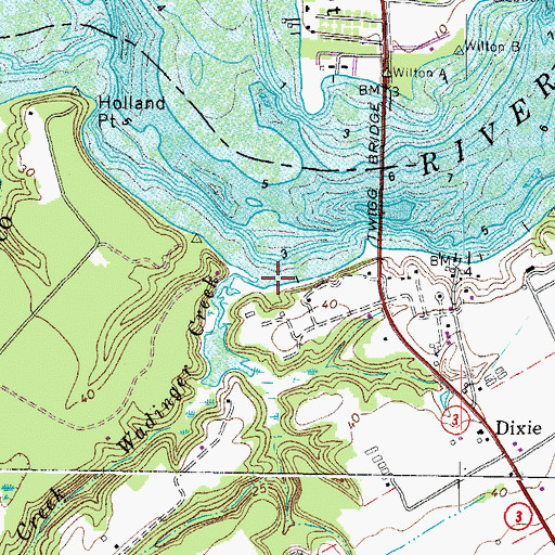 Topographic Map of Wadinger Creek, VA