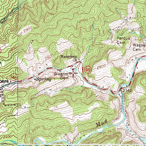 Topographic Map of Wagner Cemetery, VA