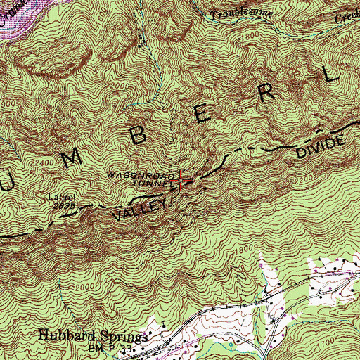 Topographic Map of Wagonroad Tunnel, VA