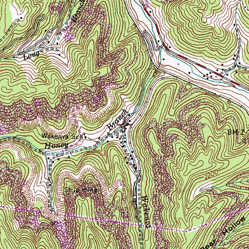 Topographic Map of Wakenva Branch, VA