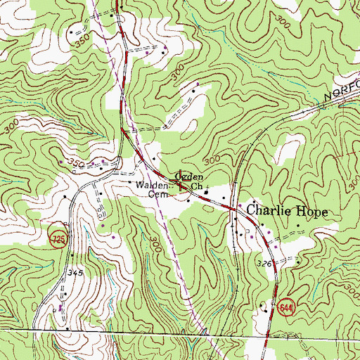 Topographic Map of Walden Cemetery, VA