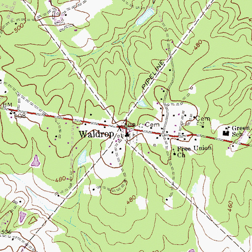 Topographic Map of Waldrop, VA