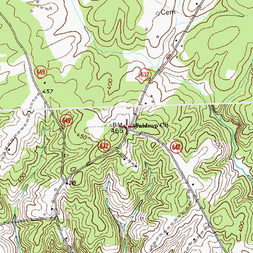 Topographic Map of Waldrop Church, VA