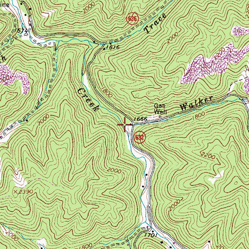 Topographic Map of Walker Branch, VA