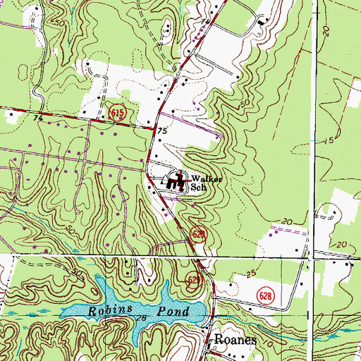 Topographic Map of Thomas C Walker Elementary School, VA