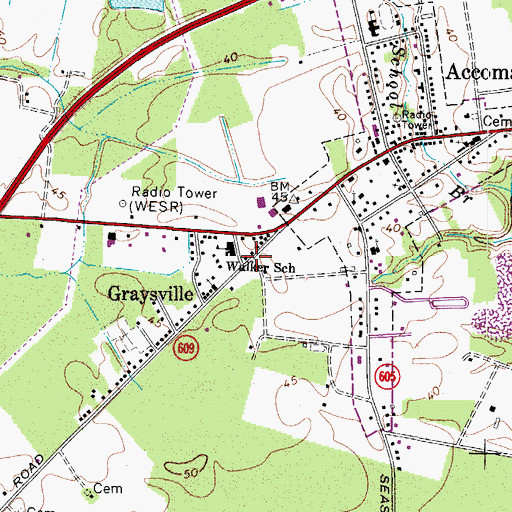 Topographic Map of Walker School, VA