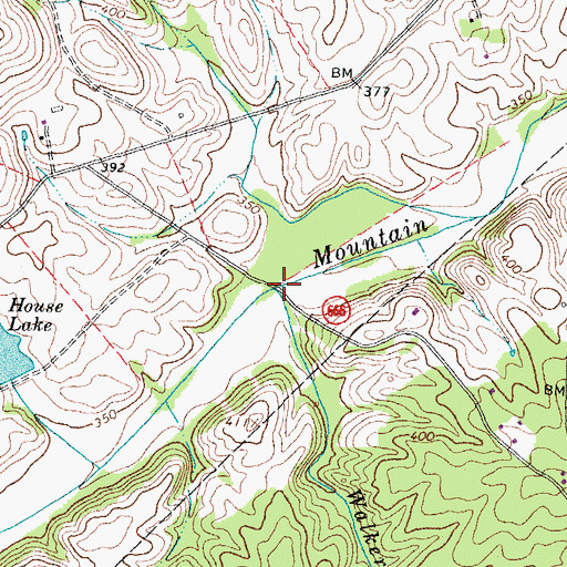 Topographic Map of Walkers Branch, VA