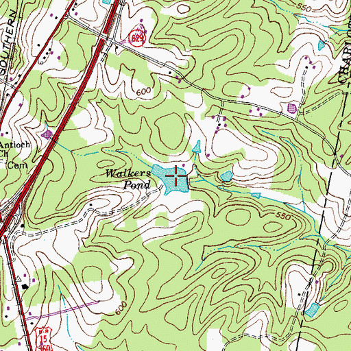 Topographic Map of Walkers Pond, VA