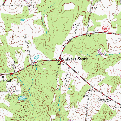 Topographic Map of Walkers Store, VA