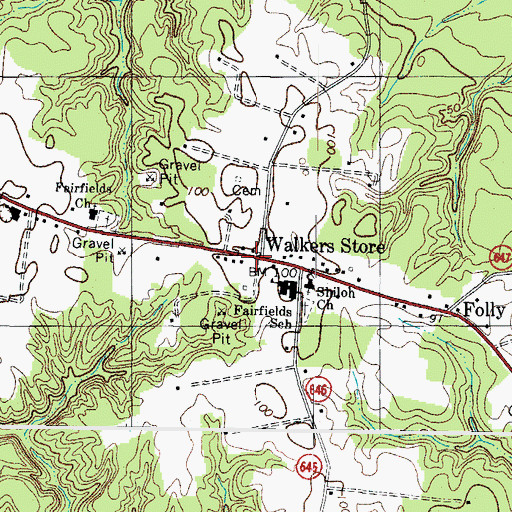 Topographic Map of Walkers Store, VA
