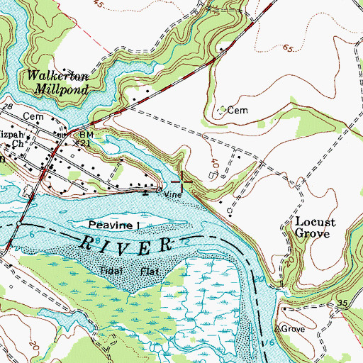 Topographic Map of Walkerton Branch, VA