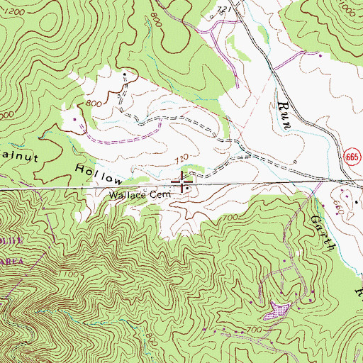 Topographic Map of Wallace Cemetery, VA