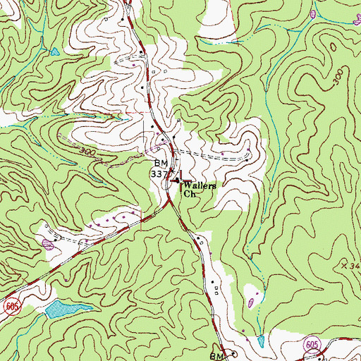Topographic Map of Wallers Church, VA