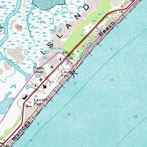 Topographic Map of Wallops Beach, VA