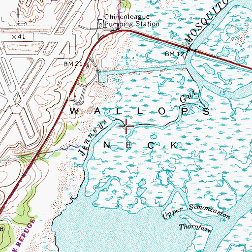 Topographic Map of Wallops Neck, VA
