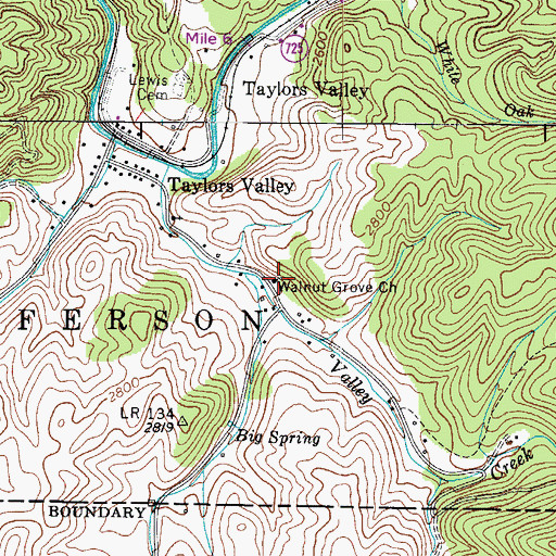 Topographic Map of Walnut Grove Church, VA