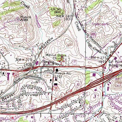 Topographic Map of Walnut Grove Church, VA
