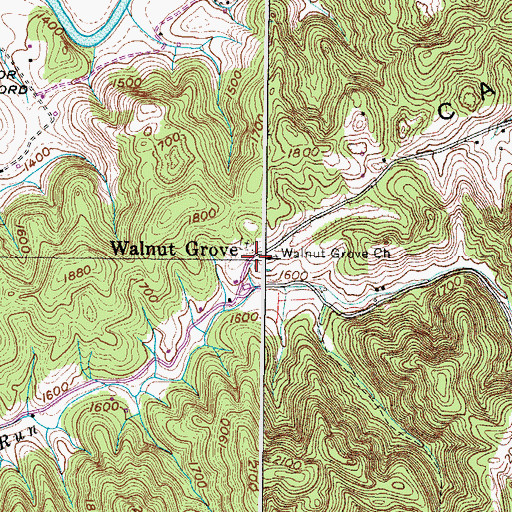 Topographic Map of Walnut Grove Church, VA