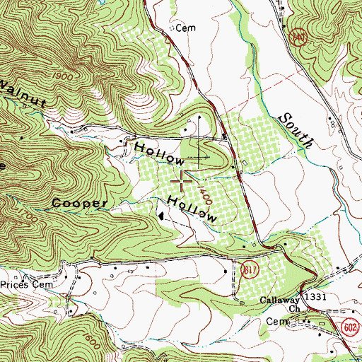 Topographic Map of Walnut Hollow, VA