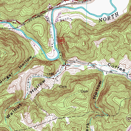 Topographic Map of Walnut Hollow, VA