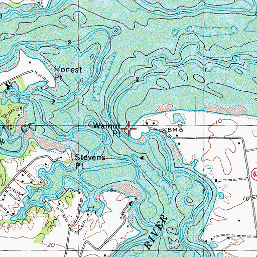 Topographic Map of Walnut Point, VA