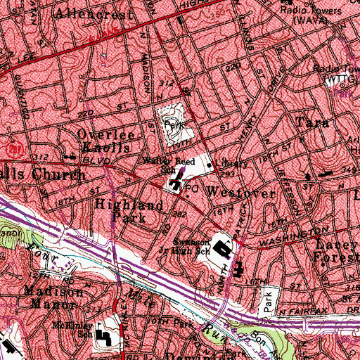 Topographic Map of Walter Reed Elementary School, VA