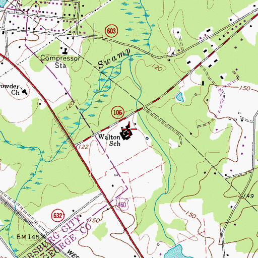 Topographic Map of William A Walton Elementary School, VA