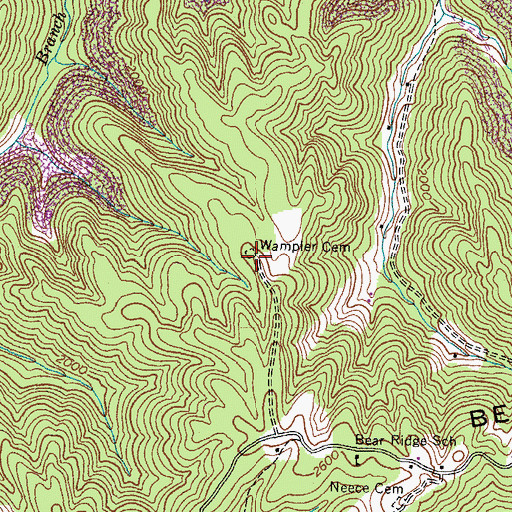 Topographic Map of Wampler Cemetery, VA