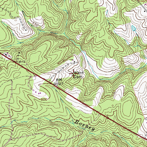 Topographic Map of Ward Cemetery, VA