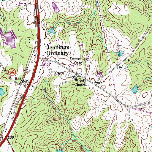 Topographic Map of Wards Chapel, VA