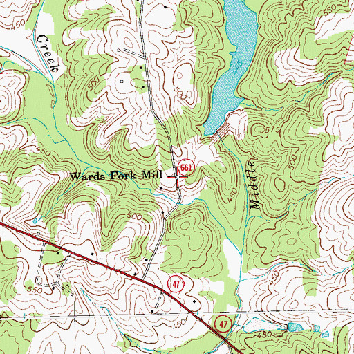 Topographic Map of Wards Fork Mill, VA