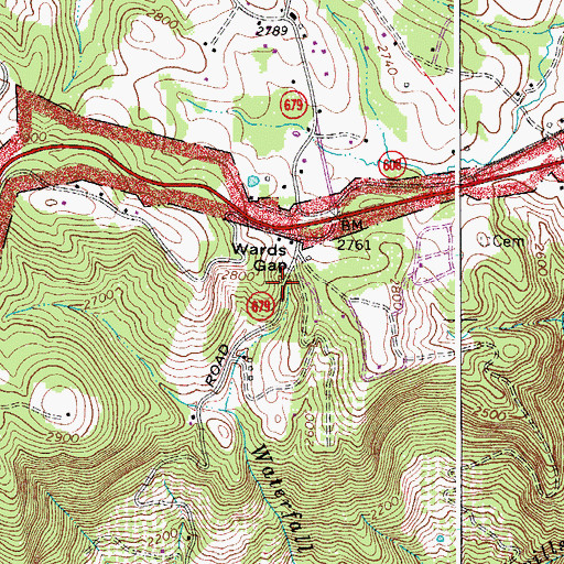 Topographic Map of Wards Gap, VA