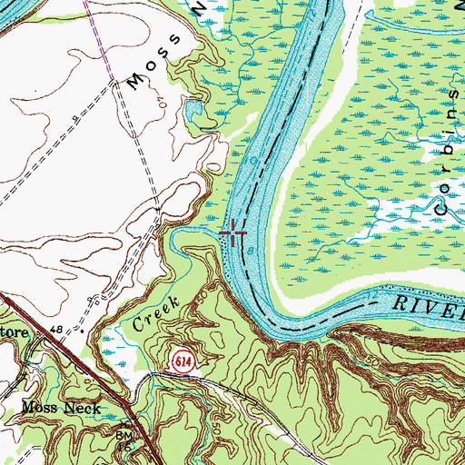 Topographic Map of Ware Creek, VA