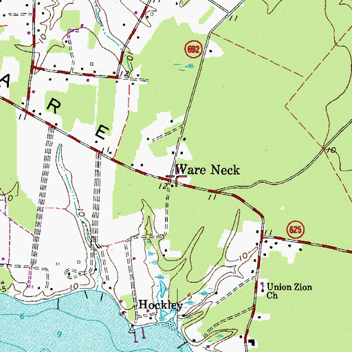 Topographic Map of Ware Neck, VA