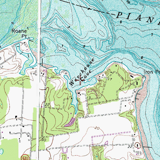 Topographic Map of Warehouse Cove, VA